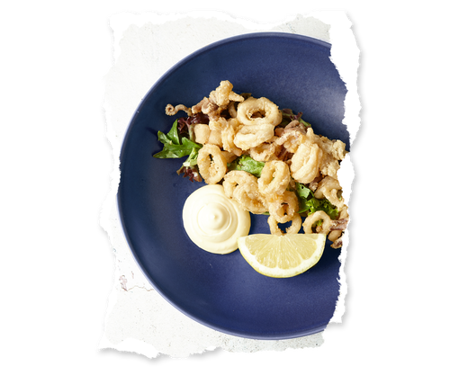 Plate of crispy calamari